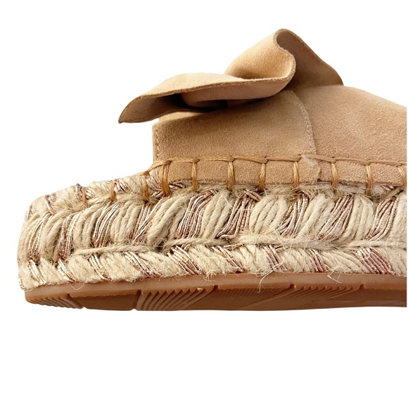 J/Slides Ritsy Slip On Espadrilles Beige Suede Leather Bow Slides Handcrafted - Picture 8 of 12